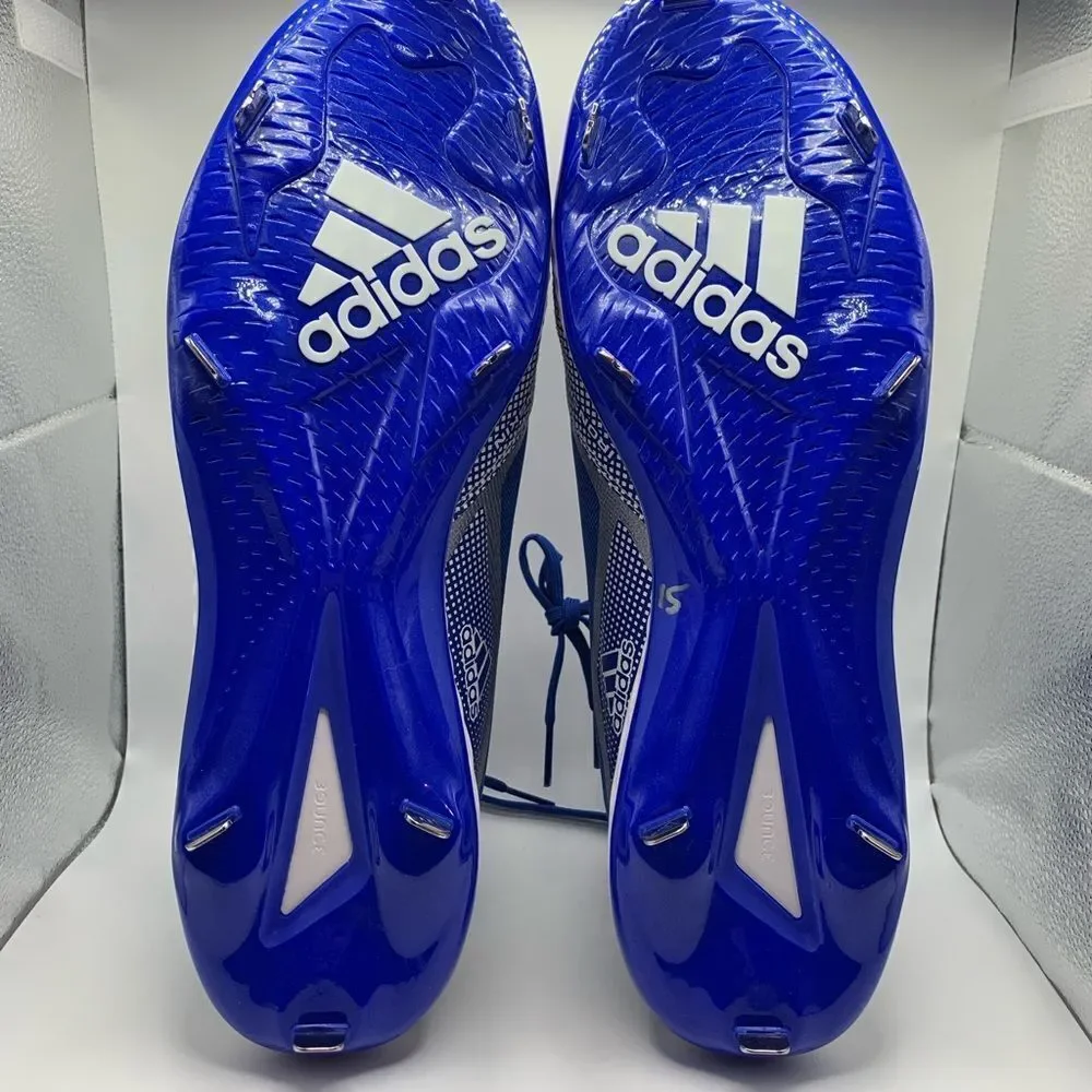 Adidas Icon 6 Bounce Mid Mens Metal‎ Baseball Cleats Blue White FV9357 NEW Sz 17